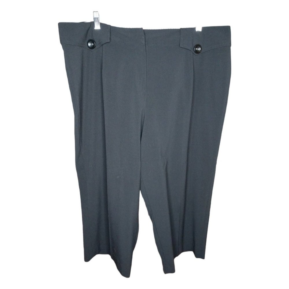 Larry Levine Woman Stretch Cropped Black Pant w White Scarf Belt Size 16W